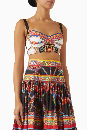 Carretto-print Bustier Top