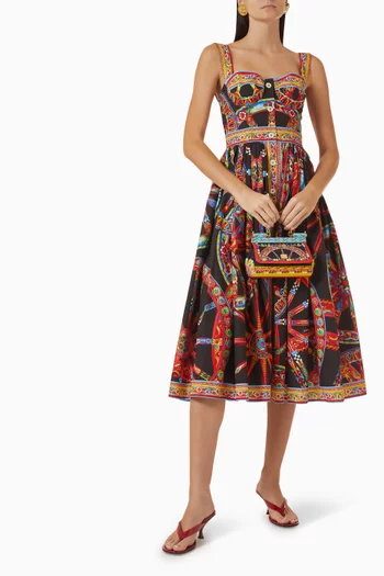Carretto-print Maxi Dress in Cotton Poplin