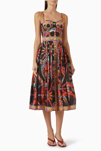 Carretto-print Maxi Dress in Cotton Poplin