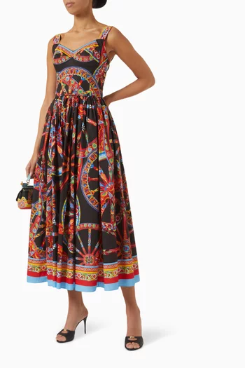 Carretto-print Maxi Dress in Cotton-poplin