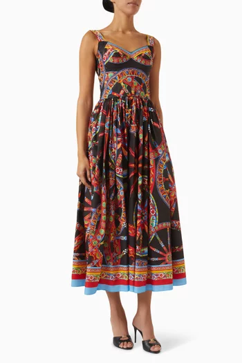 Carretto-print Maxi Dress in Cotton-poplin