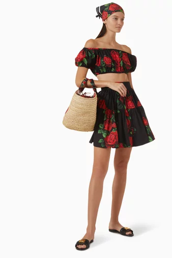 Rose-print Top in Poplin