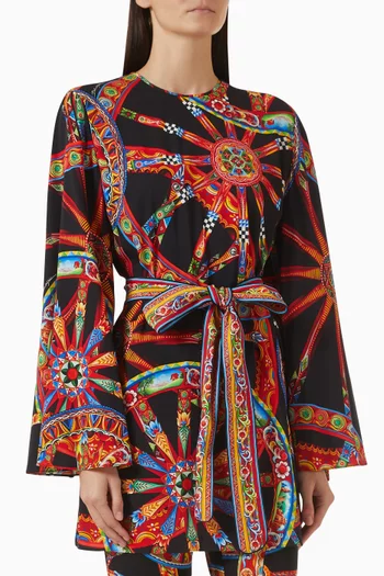 Carretto-print Mini Dress in Silk