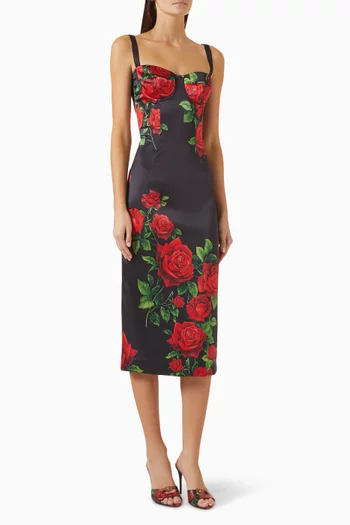 Rose-print Dress in Silk Blend