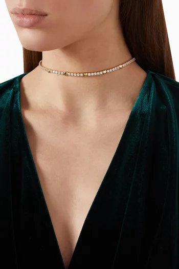 Agappi Crystal Choker Necklace in 18kt Gold-plated Metal