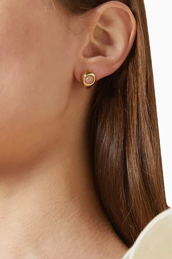 Petra Rose Quartz Mini Studs in 18kt Gold-plated Metal