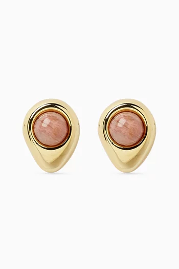 Petra Rose Quartz Mini Studs in 18kt Gold-plated Metal