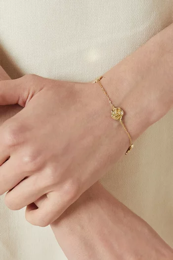 Rose Chain Station Bracelet in 18kt Gold-plated Metal