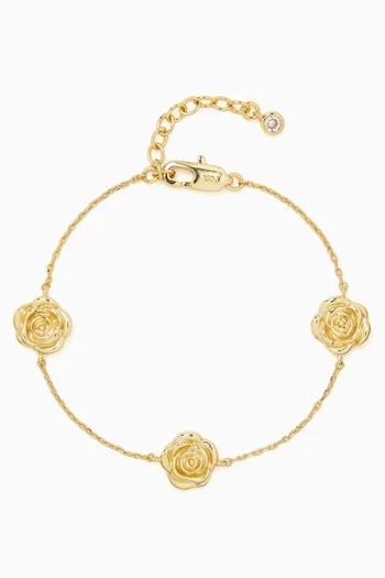 Rose Chain Station Bracelet in 18kt Gold-plated Metal