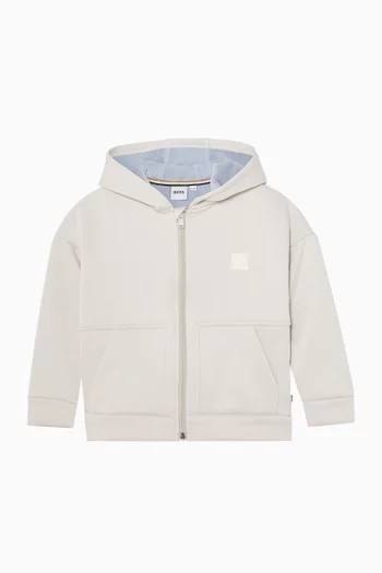 Hooded Cardigan in Faux-fur & Cotton