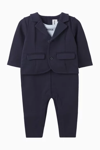 Suit-effect Romper in Cotton
