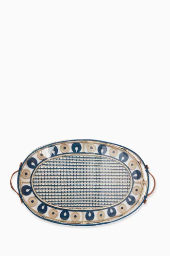 Large Nuit Tray in Iraca Palm & Leather