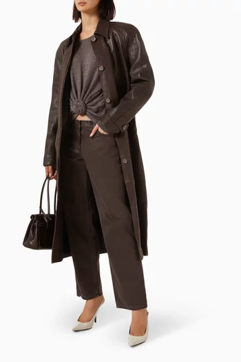 Belted Coat in Leather