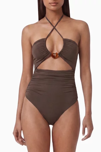 Halterneck Cut-out Swimsuit