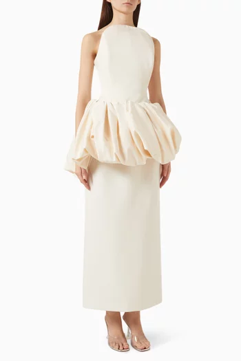 Voluminous Peplum Maxi Dress