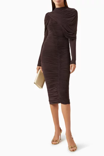 Ruched Midi Dress in Jersey