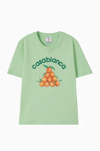 Orange Graphic T-shirt  in Cotton