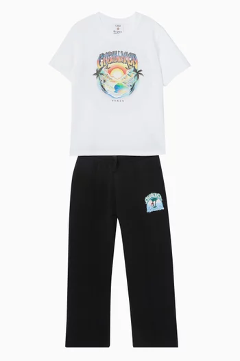 تي شيرت بطبعة شعار مرسومة بالبخاخ قطن