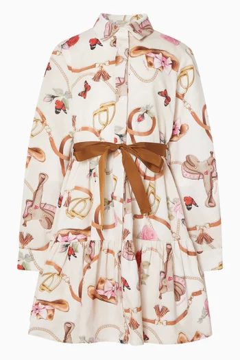 Equestrian Print Shirt Dress
