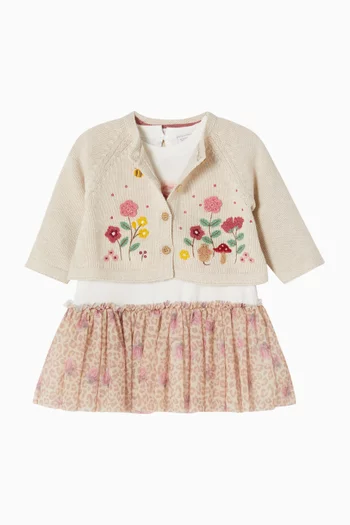 Bow & Leopard Floral Dress in Cotton