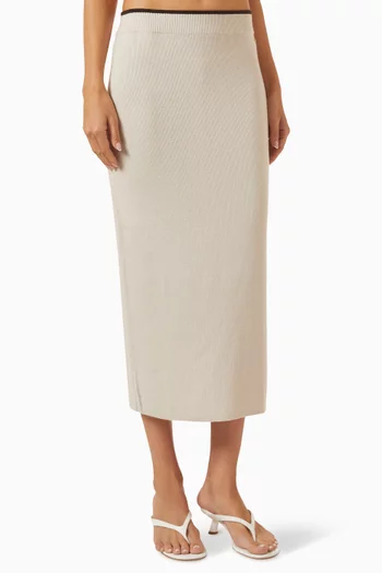 Slim-fit Midi Skirt in Cashmere-blend