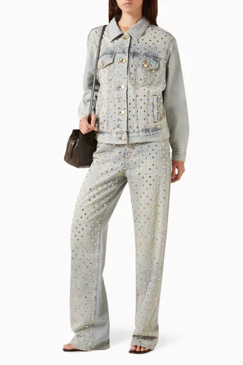 Embellished Oversized Jeans in Denim