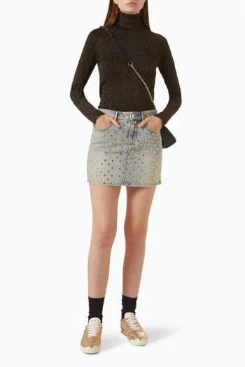 Title Enveloping Roll-neck Sweater in Metallic-knit