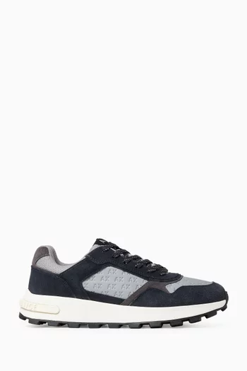 All-over Logo Sneakers in Suede & Mesh