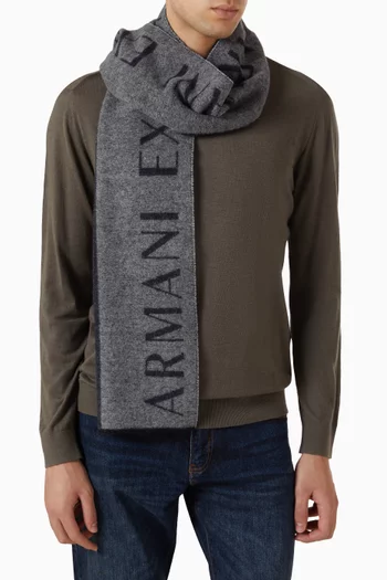 AX Print Scarf in Wool-blend