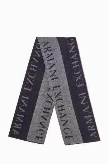 AX Print Scarf in Wool-blend