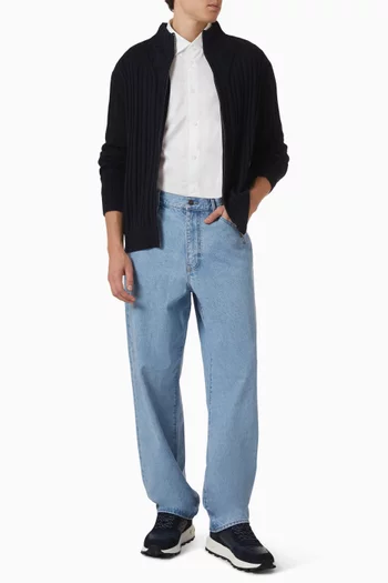 Leather Patch Jeans in Denim