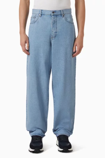 Leather Patch Jeans in Denim