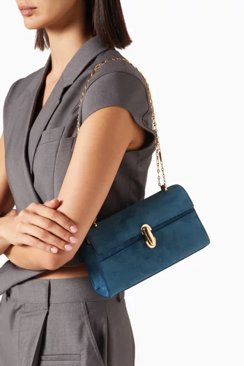 Symmetry Pochette Chain Crossbody Bag in Suede