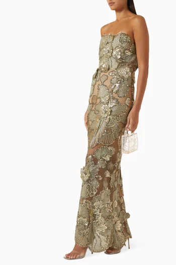 Tiffany Sequin Floral Farah Maxi Dress