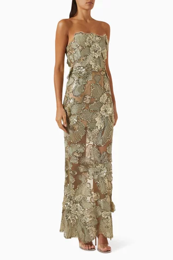 Tiffany Sequin Floral Farah Maxi Dress