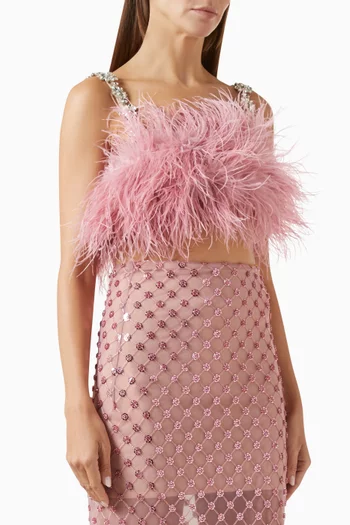 Madeline Diamond-trim Cropped Top in Feather