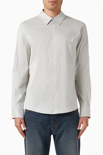 Striped Poplin Shirt in Cotton & Silk