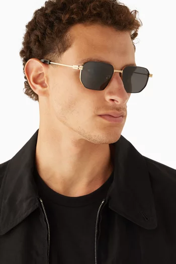 Harvey Rectangular Sunglasses in Metal