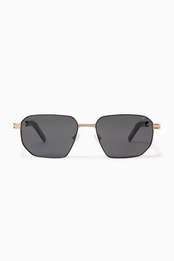 Harvey Rectangular Sunglasses in Metal