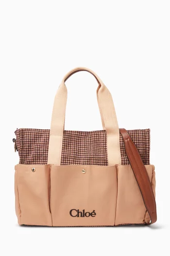 Checked Pattern Changing Bag in Canvas