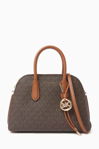 Freddie Medium Handbag in Logo-print Faux Leather