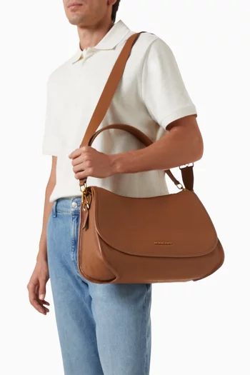 Extra Large Convertible Messenger Bag in Leather