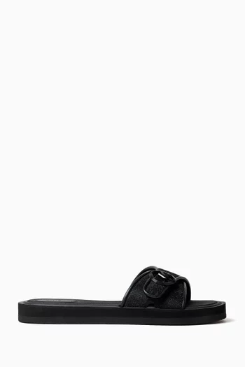 Glitter Chain Slide Sandals in Mesh