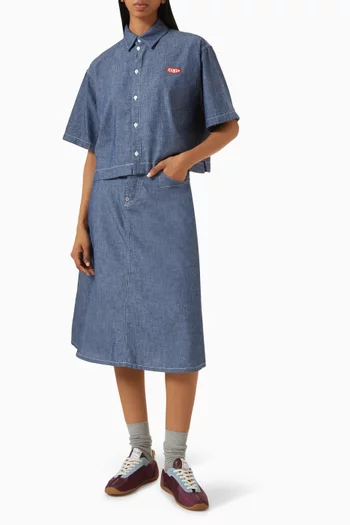 Loves Midi Skirt in Rinse Chambray