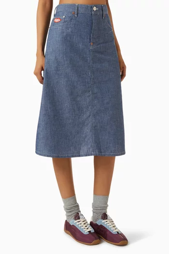 Loves Midi Skirt in Rinse Chambray
