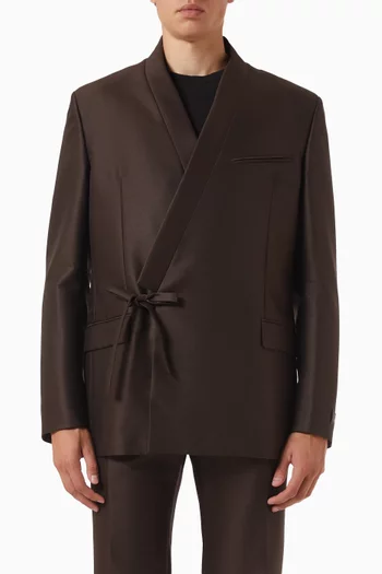 Double-breasted Kimono Tailored Jacket in Wool & Silk