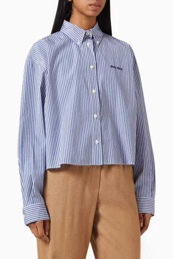 Micro Pinstripe Crop Shirt in Cotton-poplin