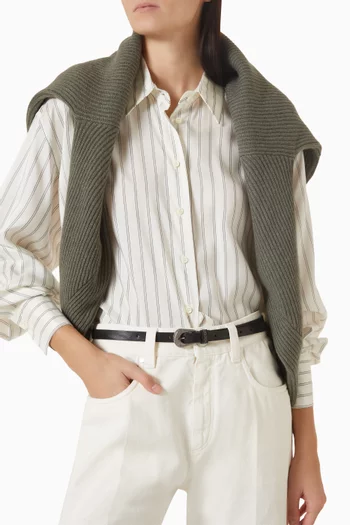 Vintage-effect Monili Belt in Leather