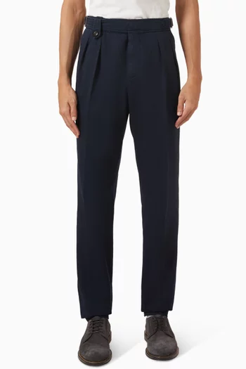 Chevron Double-pleat Pants in Cotton