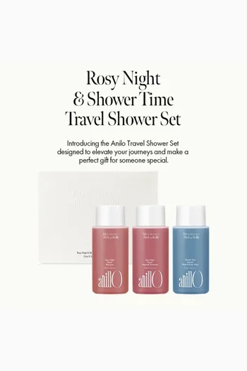 Rosy Night & Shower Time Travel Shower Set, 3 x 55ml